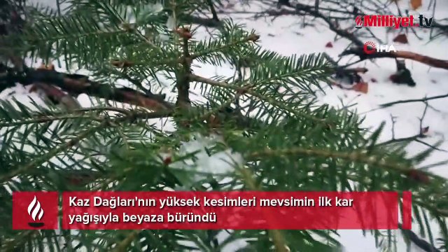 Kaz Dağları'nın yüksek kesimleri kar yağışıyla beyaza büründü