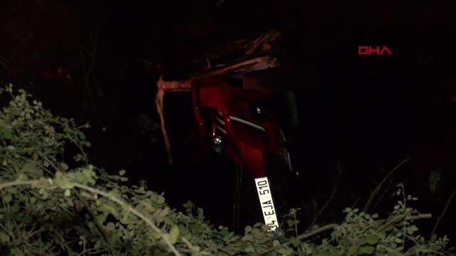 İSTANBUL-EYÜPSULTAN'DA AĞAÇLIK ALANA UÇAN OTOMOBİLDE YANGIN ÇIKTI: 1'İ POLİS, 2 ÖLÜ