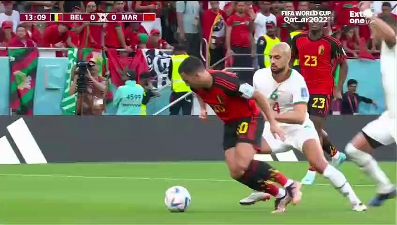 الشوط الاول  مباراة المغرب وبلجيكا كأس العالم 2...