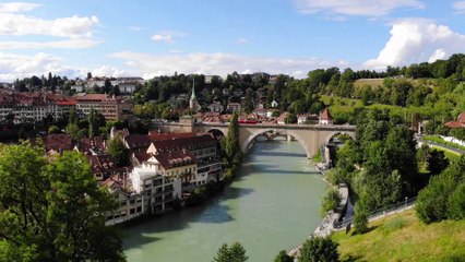 Aerial Footage of a Canal Over a Bridge