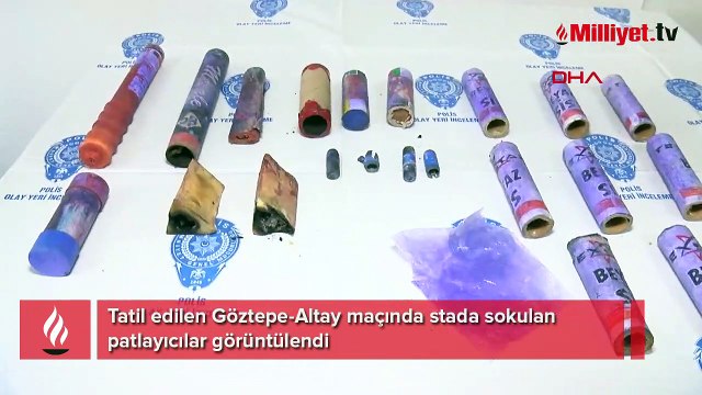 Göztepe-Altay maçında stada bu patlayıcılar sokuldu