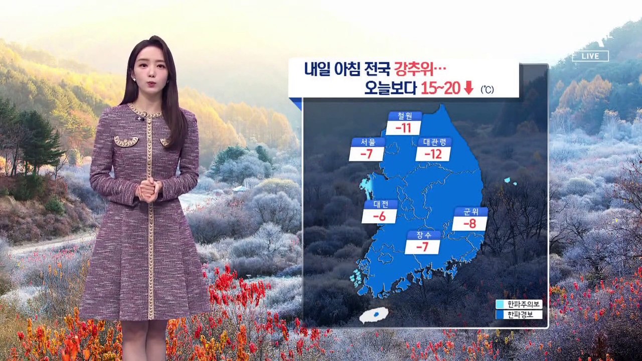[날씨]내일 전국 대부분 한파경보…서울 체감온도 영하 13도