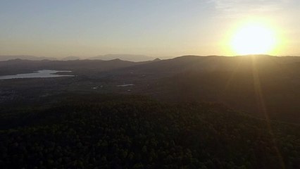 Senja - hari - mixkit-aerial-shot-of-a-large-forest-covering-the-landscape-at-39722-medium