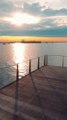 Sunset from a pier. Drone view of a sunset from a pier in Australia. Travel Adventures Australia.