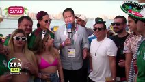 Aficionados mexicanos organizan una fiesta en las playas de Qatar