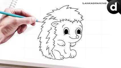 cara menggambar landak lucu mudah dan sederhana