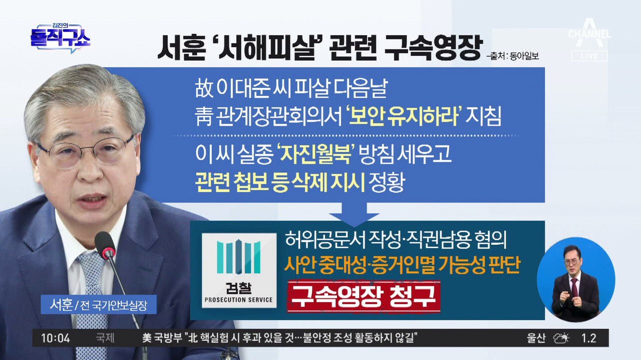 [핫플]‘서해 피살’ 2명 석방에도…검찰, 서훈 구속영장