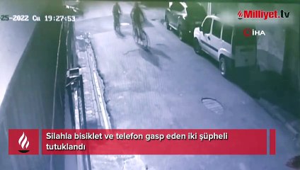 Silahla bisiklet ve telefon gasp eden iki şüpheli tutuklandı