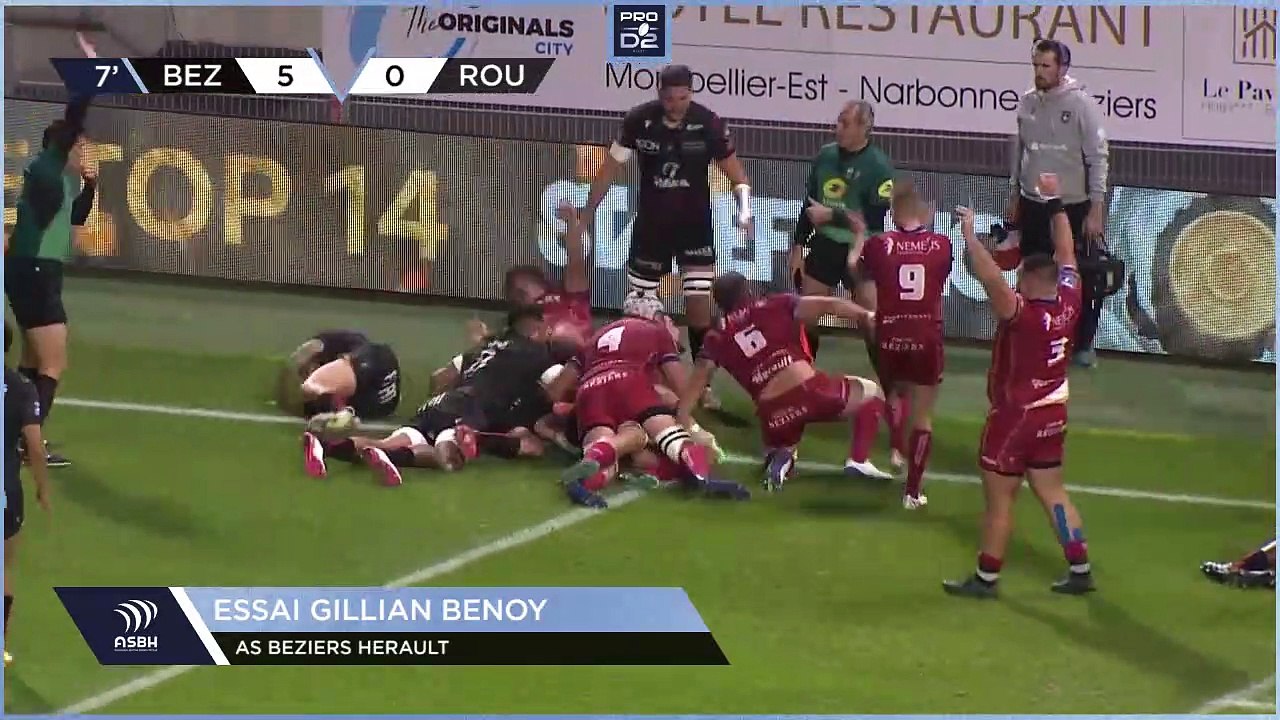 PRO D2 - Résumé AS Béziers Hérault-Rouen Normandie Rugby: 42-17 - J12 - Saison 2022/2023