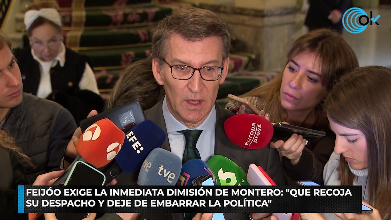 Feijóo exige la inmediata dimisión de Montero Que recoja su despacho y deje de embarrar la política