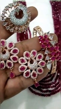 Designer Peacock Design Pendant Set With Ring And Bracelet Beads Jewelry