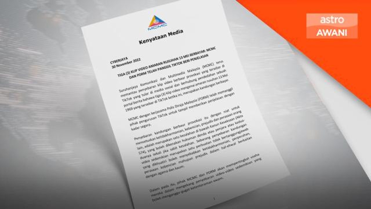 Video Provokasi | MCMC, PDRM panggil pengurusan TikTok