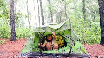 SOLO CAMPING IN HEAVY RAIN - RELAXING IN THE TENT -