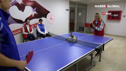 Masa tenisi oynayan kedi hayran bıraktı