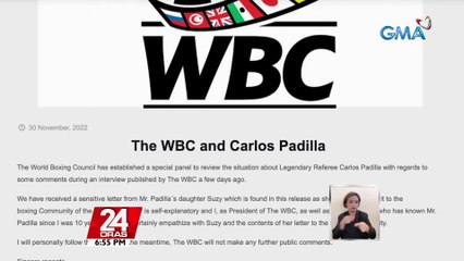 Special panel para imbestigahan ang pag-amin sa umano'y pandaraya ng legendary referee na si Carlos Padilla, binuo ng World Boxing Council | 24 Oras