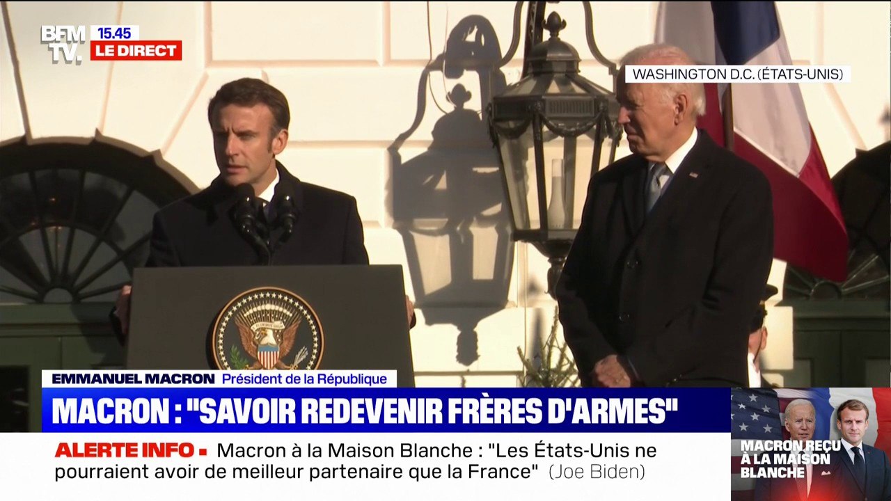 Emmanuel Macron à Joe Biden depuis la Maison Blanche: "Il nous faut savoir redevenir frères d'armes"