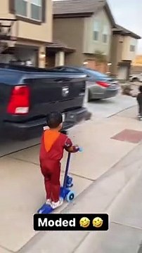 Kids Riding Scooters Wipe Out at the Same Time