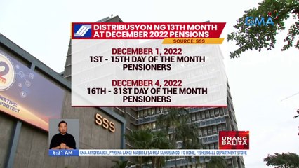 Download Video: Pamamahagi ng unang batch ng 13th month at December pensions ng SSS, sinimulan na kahapon | UB