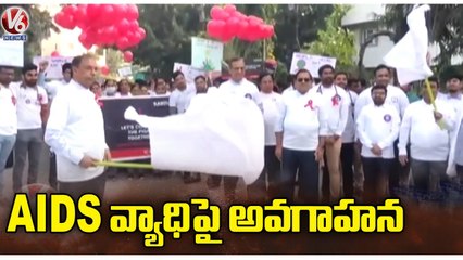Kamineni Hospitals Awareness Walk On Eve Of World AIDS Day | Hyderabad | V6 News