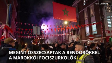 Randalíroztak a marokkói szurkolók, miután válogatottjuk továbbjutott a foci-vb nyolcaddöntőjébe
