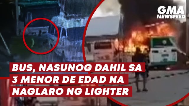 Bus, nasunog dahil sa 3 menor de edad na naglaro ng lighter | GMA News Feed
