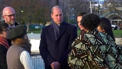 William and Kate brave bitter breeze during tour of Boston Harbour
