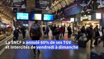 Premier jour de la grève SNCF: réactions d'usagers gare de l'Est, à Paris