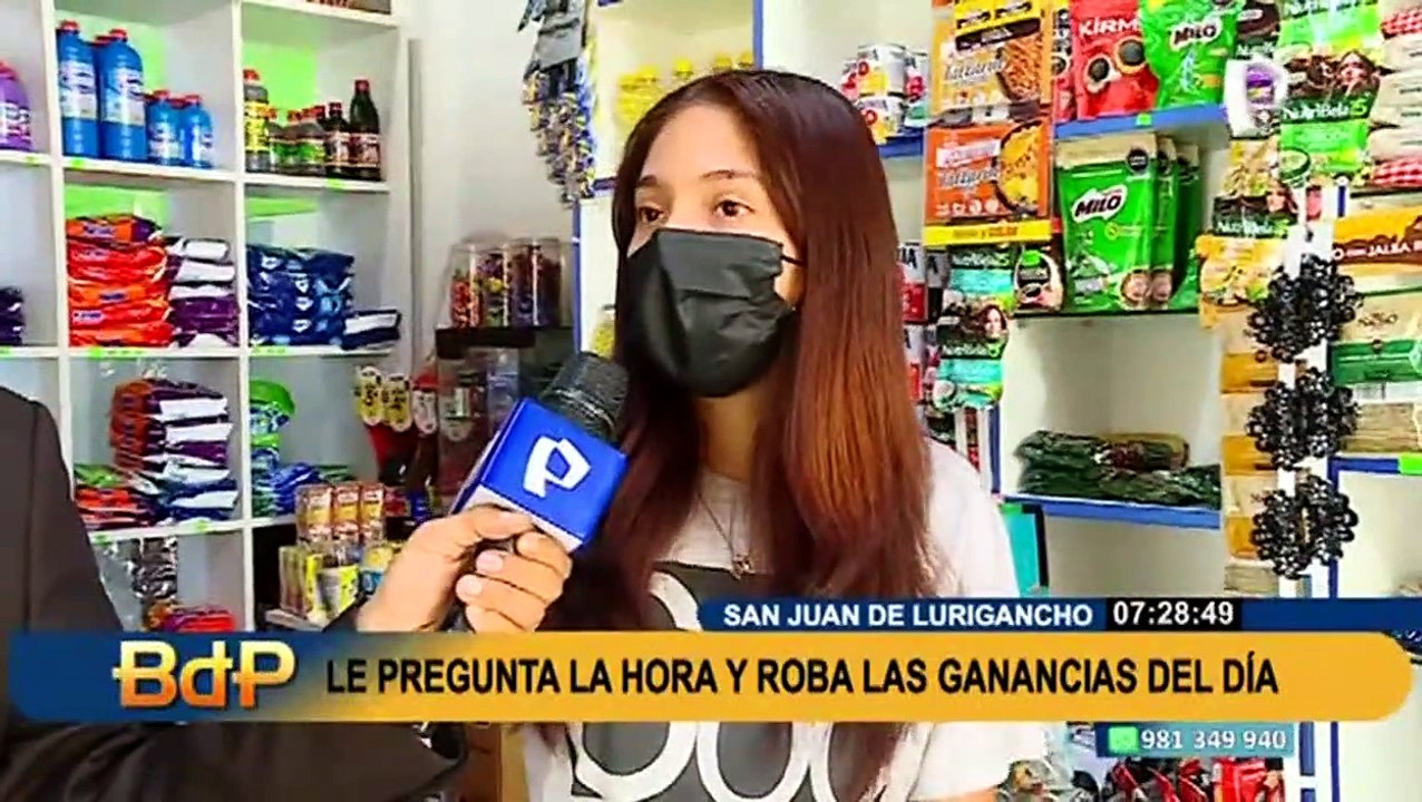 ¿Tú crees que es pistola de mentira? Delincuente amenaza a bodeguera y le roba todo su dinero en SJL