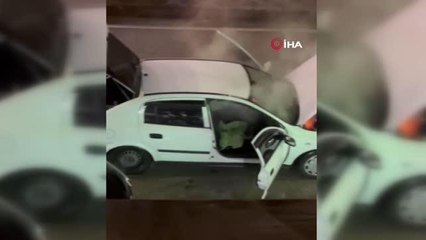 Seyir halindeki otomobilde yangın