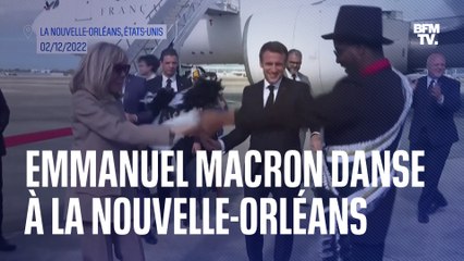 Télécharger la video: Les pas de danse d'Emmanuel Macron et Brigitte Macron, à leur arrivée à La Nouvelle-Orléans, aux États-Unis