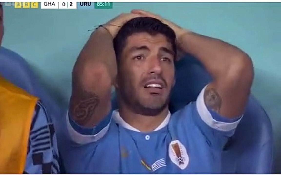 Luis Suarez on the verge of TEARS while on the substitutes bench after Hwang Hee-chan's late strike for South Korea against Portugal condemned Uruguay to an early exit despite leading Ghana 2-0 in the other game