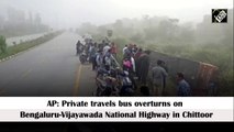 AP: Private travels bus overturns on Bengaluru-Vijayawada National Highway in Chittoor