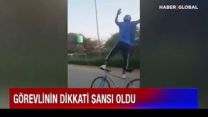 Bisiklet üzerinde tehlikeli şov