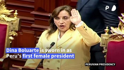 Dina Boluarte swears in as Peru's first female president after Castillo's impeachment