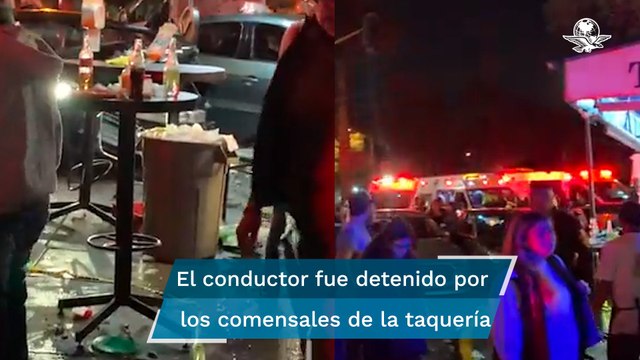 ¡Con los tacos no! Automovilista alcoholizado choca contra taquería