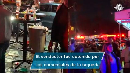 ¡Con los tacos no! Automovilista alcoholizado choca contra taquería