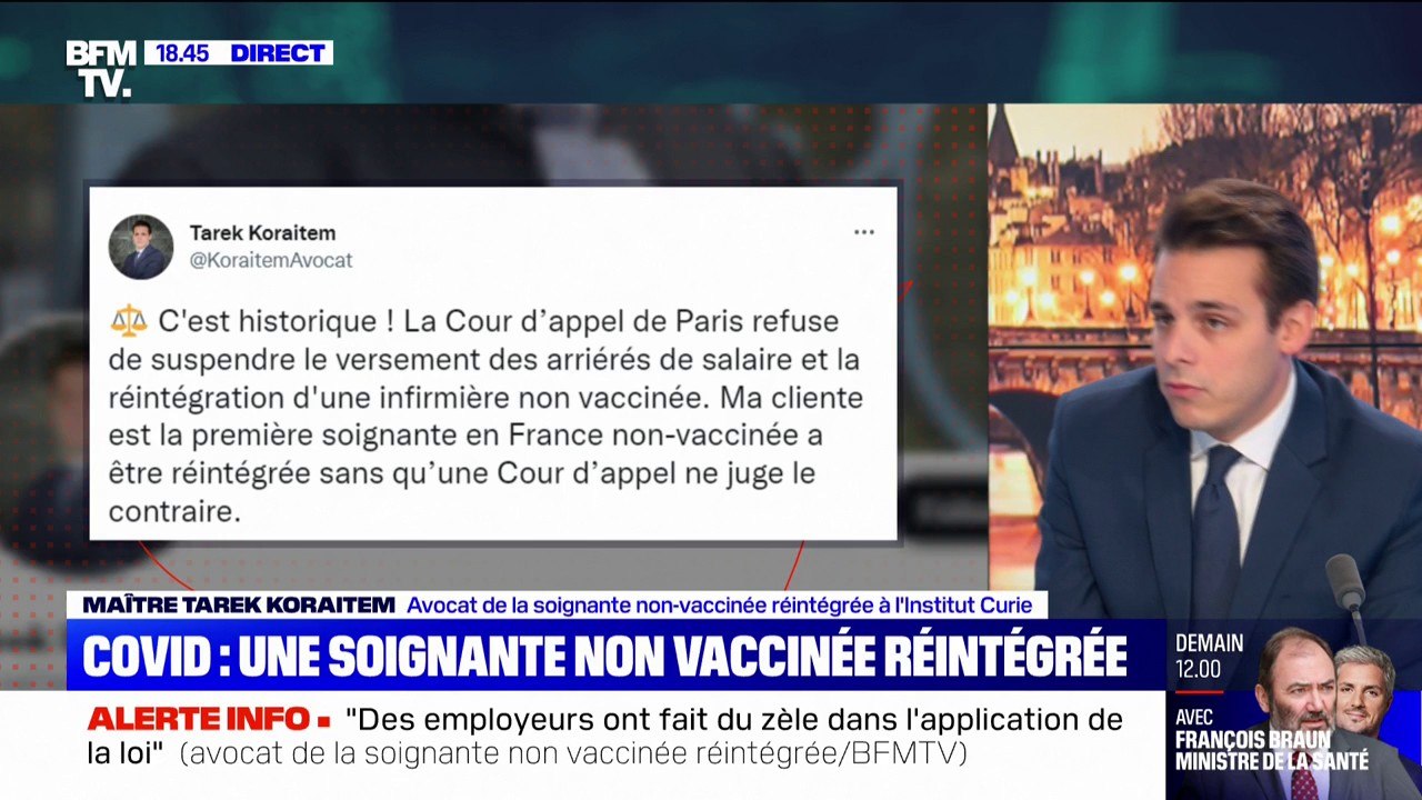 Soignante non-vaccinée contre le Covid réintégrée: "C'est une bonne chose que l'on ne mette pas ces gens-là de côté pour une question de conscience personnelle", affirme son avocat