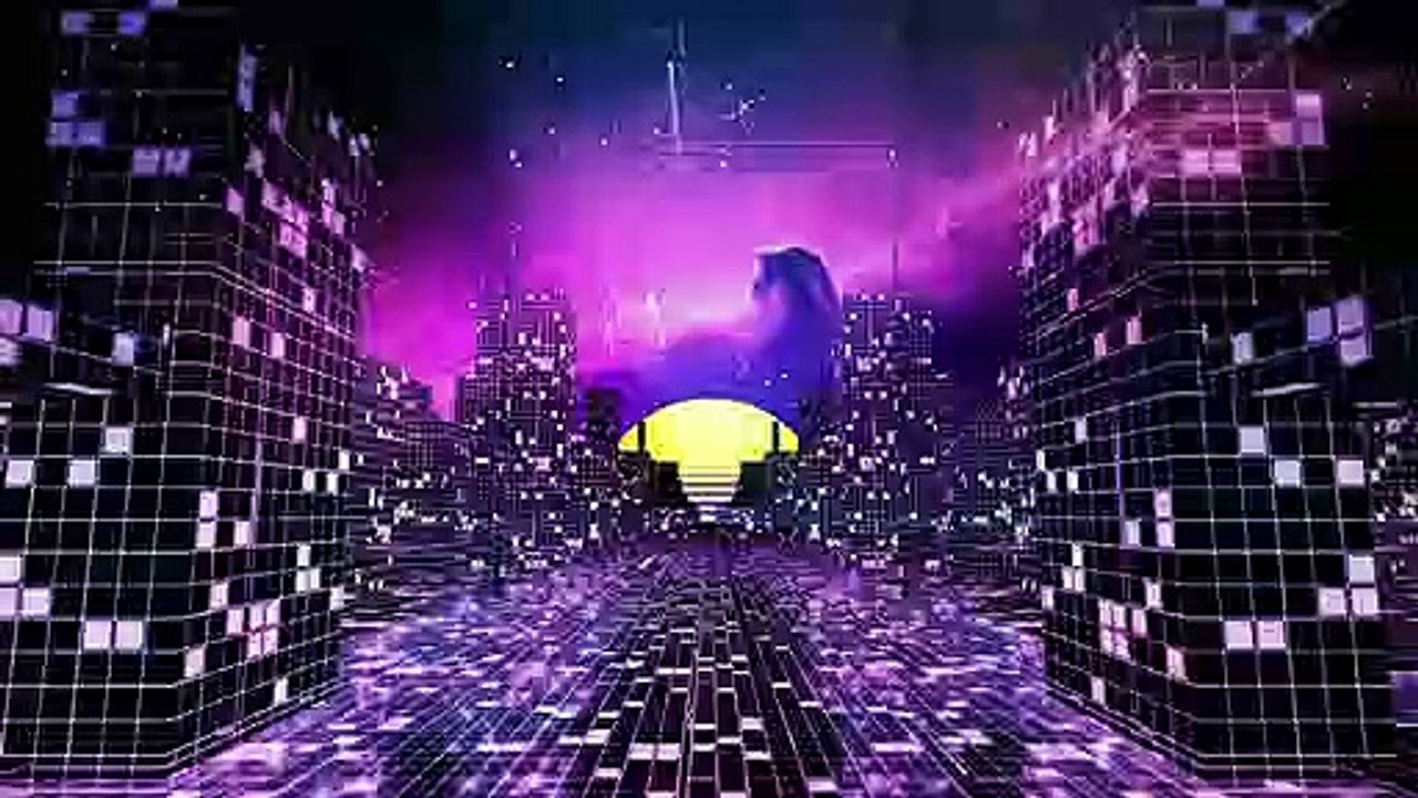 Crazy cyberpunk city in the space -motion dx