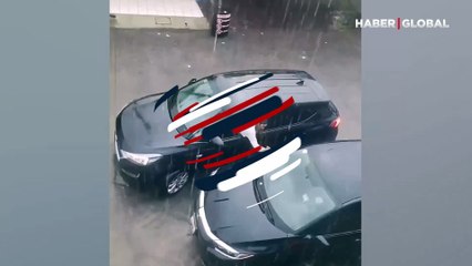 Aldatan sevgilisini trafikte sıkıştırdı: Öfkeli kadını şiddetli fırtına bile durduramadı!