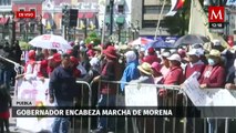 En Puebla, Miguel Barbosa encabeza marcha a favor de AMLO y la 4T