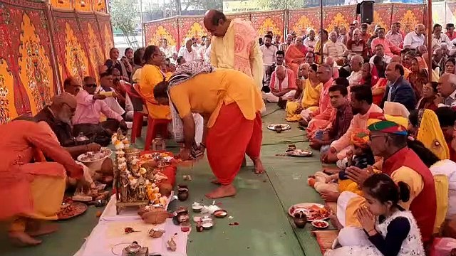 जयघोष के साथ 11 दिवसीय अनुष्ठान का भूमि पूजन