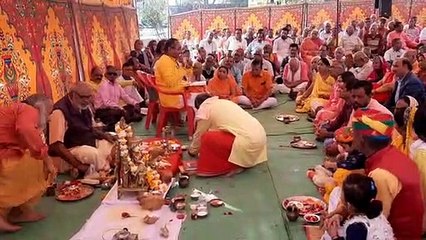 जयघोष के साथ 11 दिवसीय अनुष्ठान का भूमि पूजन