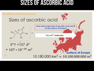 Sizes of ascorbic acid compared with Europe's surface