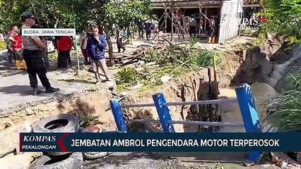 Jembatan Ambrol Pengendara Motor Terperosok
