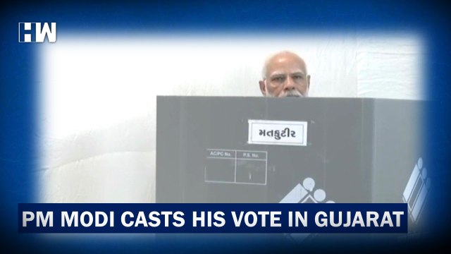 PM Narendra Modi Casts His Vote For Gujarat Assembly Election In Gandhinagar