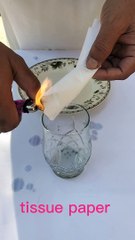 experiment.The power of the balloon. water glass and balloon .