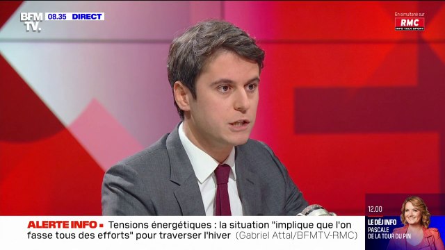 Tensions énergétiques: pour Gabriel Attal, la situation implique que l'on fasse tous des efforts pour traverser l'hiver