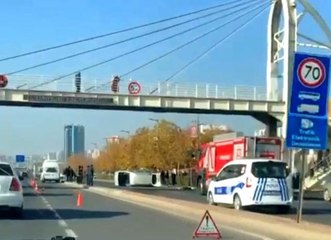 Direksiyon hakimiyetini kaybetti, refüje çarparak başka aracın üzerine düştü