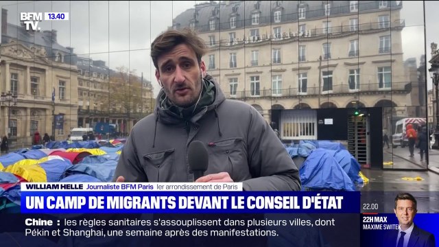 Des migrants installés devant le Conseil d'État pour demander des hébergements d'urgence