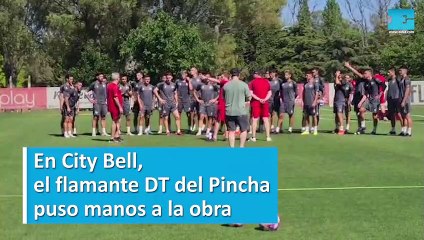 En City Bell, el flamante DT del Pincha puso manos a la obra